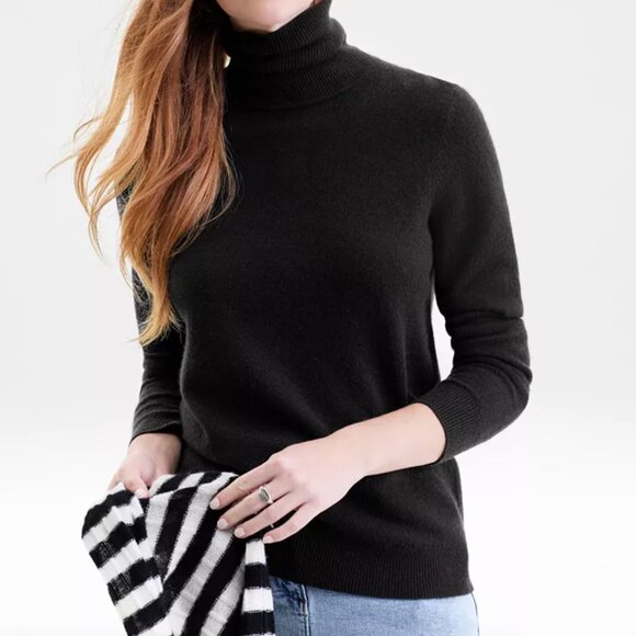 NWT Charter Club 100% Cashmere Turtleneck Sweater MSRP $159 Classic Black - Picture 5 of 5